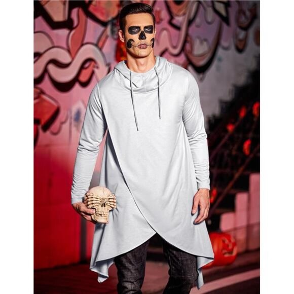 🖤 Trendy Irregular Hem Hooded Poncho Cloak – Coofandy Unisex Hoodie - Picture 5 of 5